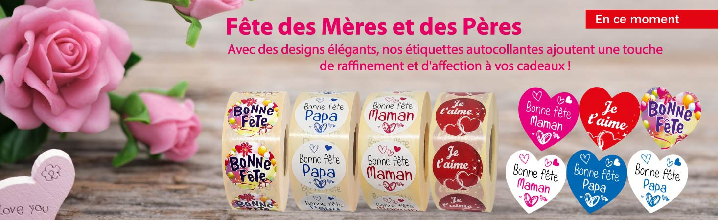 Etiquettes fête des mères et fête des pères